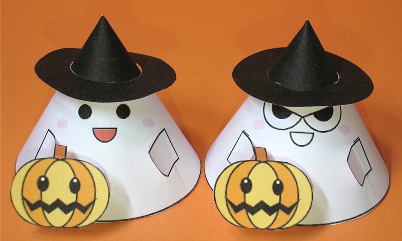 ペーパークラフト とんがりおばけ：ハロウィン工作 – もぽにゃのらぼらとり